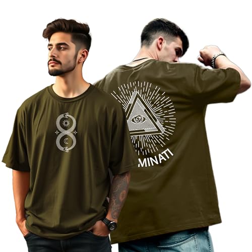 Image of GESPO Men T-Shirt Oversized Drop Shoulder Front and Back Printed Tshirt for Man || Tshirt for Man || Round Neck Casual Loose fit T Shirts for Mens