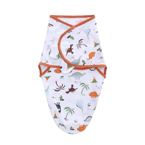 Image of LAT Swaddle Blanket with zip Baby Girl Boy-Easy Adjustable 3 Pack Infant Sleep Sack Wrap Newborn Babies 100% Cotton Sleep Bag(Orange Dinosaurs,0-3Months)
