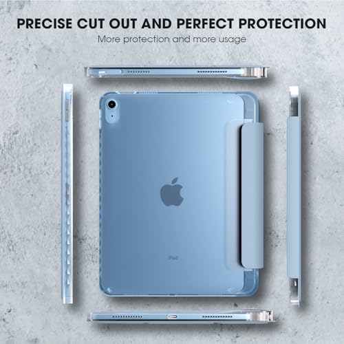 Image of GRIPP Ultra Transparent PC Back Case for iPad 10.9 inch (10th Generation, 2022), iPad 11 inch (A16, 2025), Trifold Stand, Pencil Holder, Auto Sleep /Wake - Sky Blue