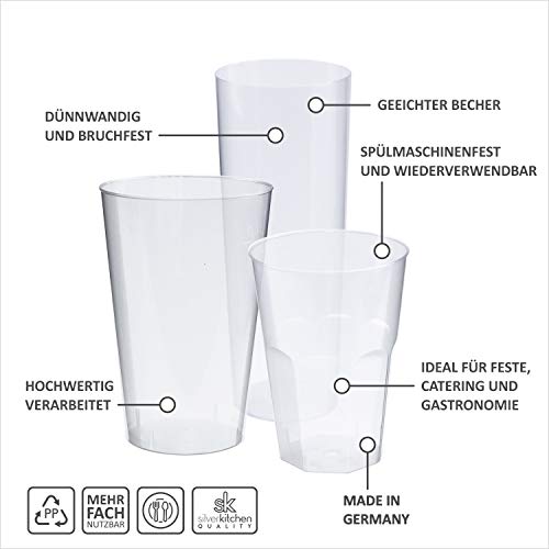40 Stück Mehrweg Partybecher 0,2l - Plastik Bierbecher bruchsicher, Party Becher Set, Plastikbecher Grillparty… – Ansicht 4