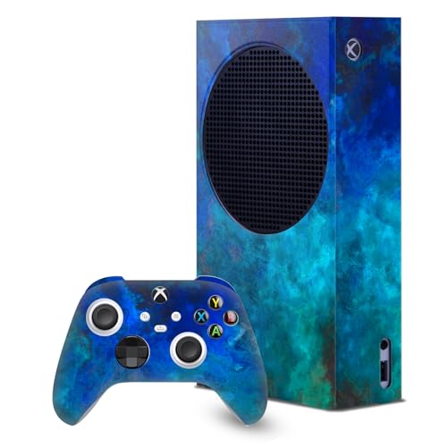 Protection Xbox Series S anti-poussière avec vinyle décoratif bleu pour console de salon