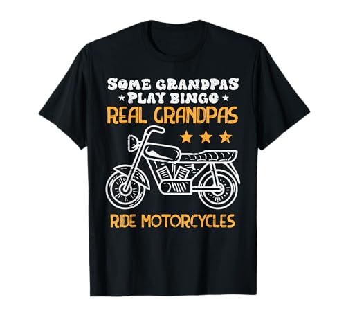 Algunos Abuelos Jugar Bingo Real Ride Motocicletas Biker Mordaza Hombres Camiseta