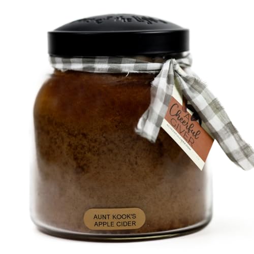 A Cheerful Giver — Aunt Kook's Apple Cider - 34oz Papa Scented Candle Jar with Lid - Keepers of the Light - 155 Hours of Burn Time, Gift for Women, Brown