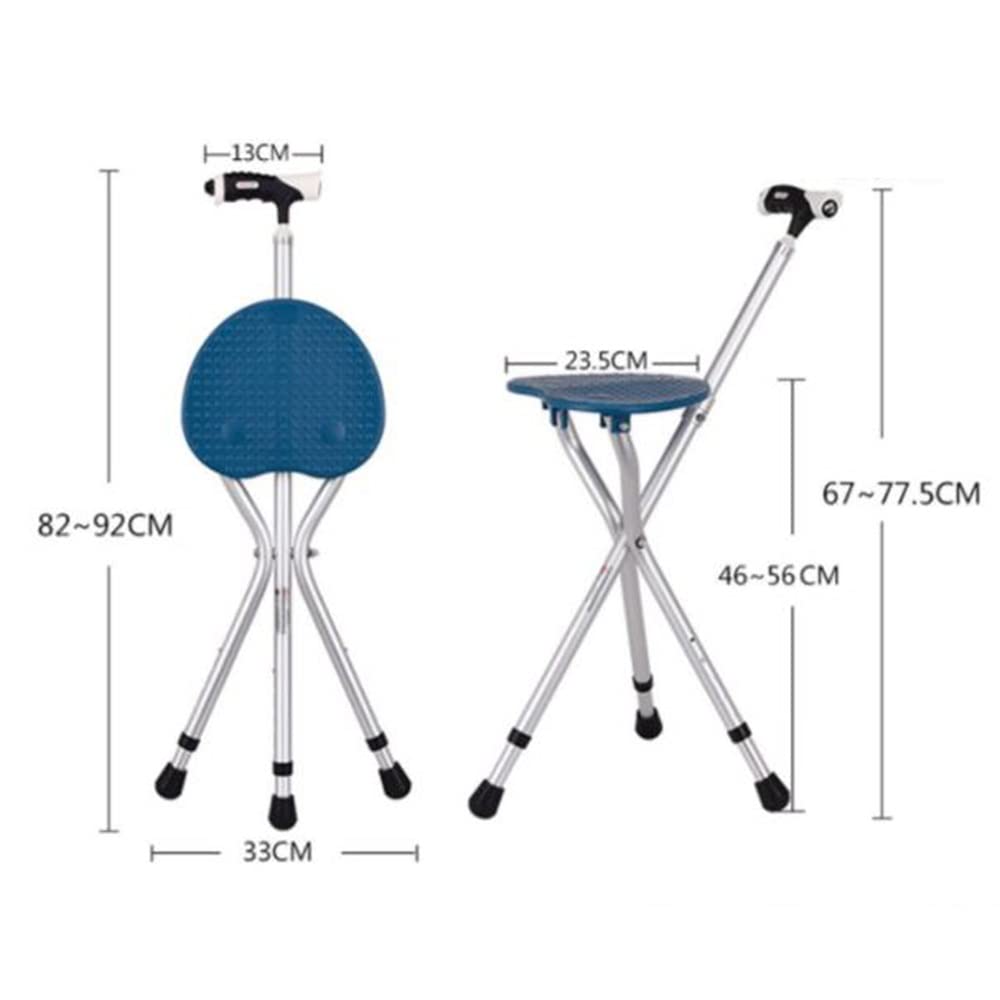 KADEUX Bastones Plegable con Asiento, Bastón con Asiento Ancianos, Silla Muletas Extensible, Bastón Trípode De Aluminio, Ayuda De Movilidad Ultraligero con Luz LED