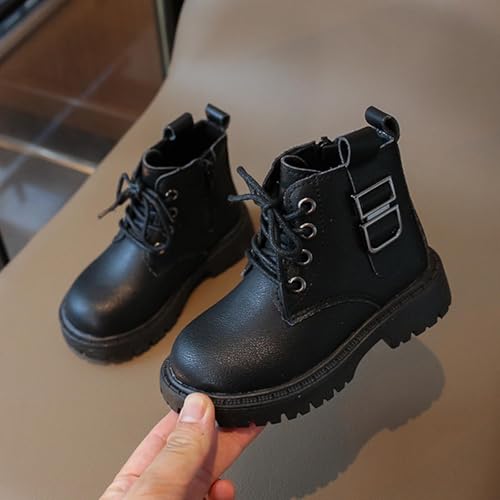 Ankle Boots for Girls Winter Warm Zip Up Leather Boots 2025 Fashion Lace Up Dress Booties for Little Kid Big Kid2