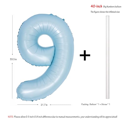Image of 40 In Matte Blue Number Balloon 9 large Big Foil Mylar Balloon Blue Balloon | Party Decorations Suitable For Boys' And Girls' Birthday Parties digital 9