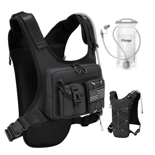 Image of Criuage USA Patent Running Hydration Vest Backpack, Lightweight Chest Pack with 2.0L Water Bladder Bag Daypack for Hiking Running Cycling Race Marathon for Women Men