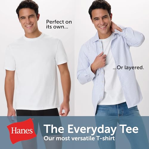 Image of Hanes Men's Undershirt T-Shirts Pack, 5-Pack, Classic T Shirts for Men, Cotton Crewneck Tees, Wicking Clothing
