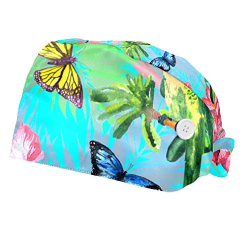 Casquette de travail colibris et fleurs unisexe réglable pour homme et femme lot de 2