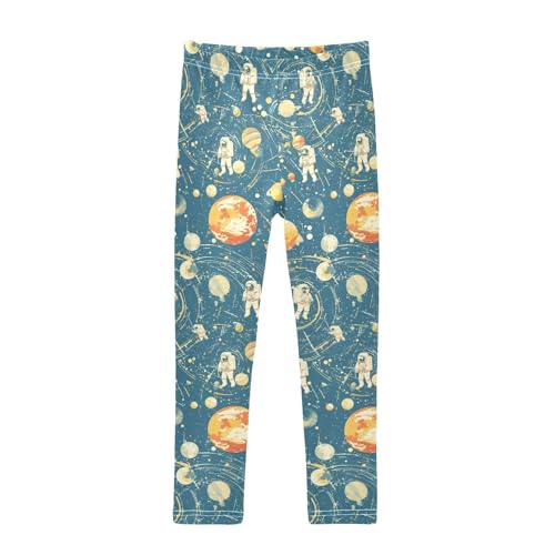 KLL Astronauts Constellations Planets Toddler Girl Active Leggings Casual High Waisted Dance Pants Running