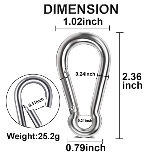 Spring Snap Hook, Lsqurel 304 Stainless Steel Carabiner Steel Clips Keychain Heavy Duty Quick Link For Camping Hiking Traveling Fishing (2.36Inch, 10) #TOP1