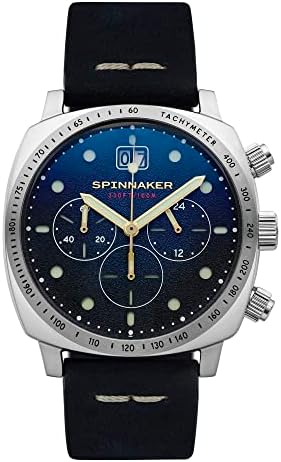 Spinnaker Mens 42mm Hull Chronograph Lapis Meca-Quartz Watch with Genuine Leather Strap SP-5068-03