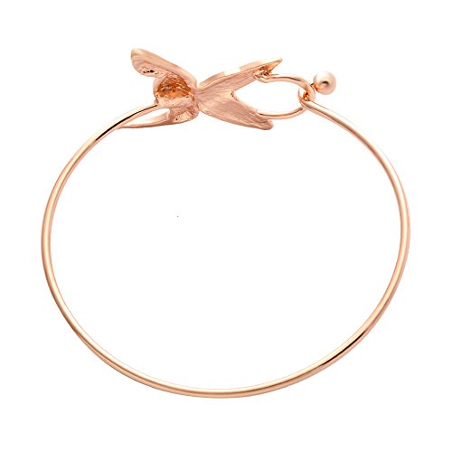 Senfai Tiny Enamel Trochilus Crystal Easy Openning Charm Bracelet And Hummingbird Bangle Female (Rose Gold) #TOP2