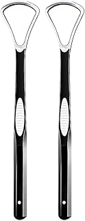 Plastic Dental Tongue Scraper Cleaner Brush Black 2 Pack