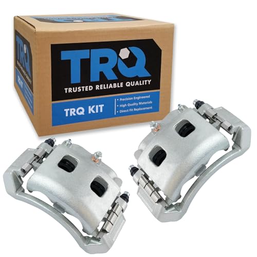 Image of TRQ Front Driver and Passenger Side Brake Caliper Set Caliper Brackets Hardware Compatible with 02-03 Dodge Ram 1500 04-05 Dodge Ram 1500 ST SLT Laramie 04-06 Durango