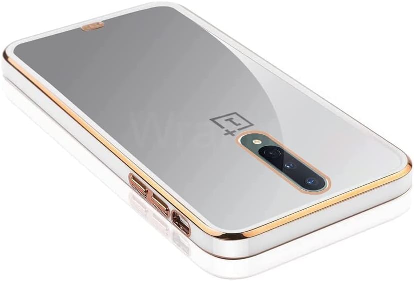 Wraklin Hybrid Chrome Case for OnePlus 8 | with Solid Golden Edges | Compatible with OnePlus 8 (White)