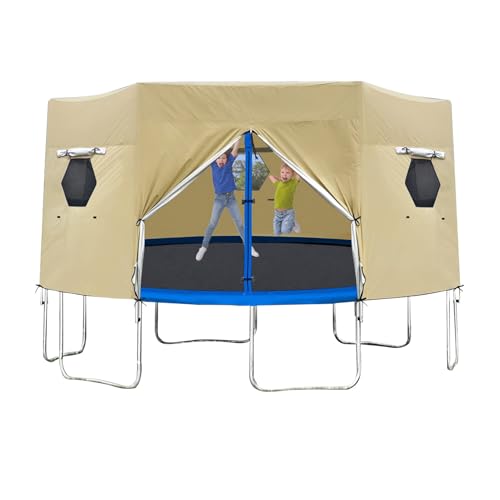Trampolin Sonnenschutz Abdeckung |305cm Zeltabdeckung Schatten Sonnenschutz | UV-Beständiges & Wasserdichtes Sonnensegel Zubehör für Gerade Stangen Trampoline mit 6 Stangen für Wind und Sonnenschutz