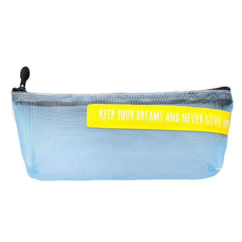 Preisvergleich Produktbild CyFe Federmäppchen, durchsichtig, Mesh-Geometrie, großes Fassungsvermögen, multifunktionales Federmäppchen 20cm*8cm blau