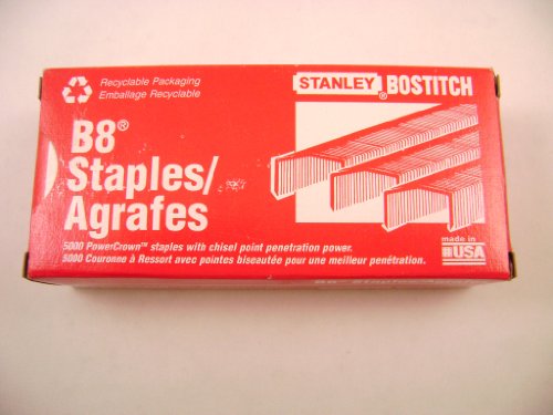 Stanley Bostitch® Full Strip B8 Staples, 1/4 Leg Length, 5,000 Per Box by Stanley
