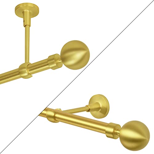 Gardinenstange 1 läufig Vorhangstange 19mm Gold-Matt Messing Antik Vintage-Look Retro-Stil 540 Kugel Wand/Deckenbefestigung