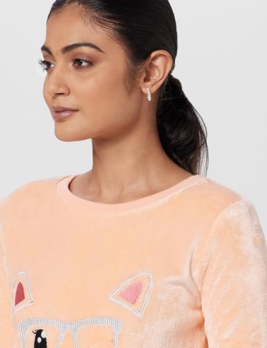 Image of Max Polyester Women Embroidered Round Neck Hooded Sweatshirt