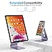 OMOTON Adjustable Tablet Stand for Desk, Upgraded Longer Arms for Greater Stability, T2 Tablet Holder with Hollow Design for Bigger Sized Phones and Tablets Such as iPad Pro/Air/Mini, Purple