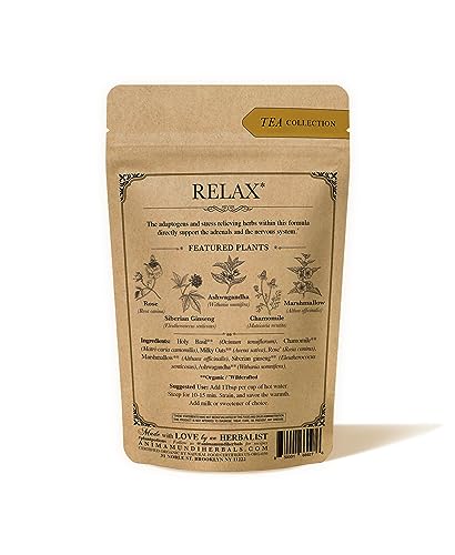 Anima Mundi Apothecary Calm Stress Relief Tonic Tea - Loose Herbal Blend Tea with Chamomile, Rose and Ashwagandha (2oz / 57g)