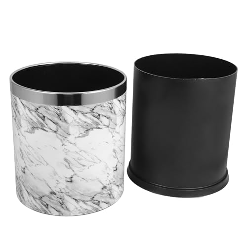 Bote de basura redondo acero 10 L con tapa blanco