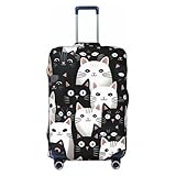 Helhappy Funda de equipaje de viaje, protector de maleta, dinosaurios, palmera, dibujos animados, lavable, elastano, elástica, funda de equipaje de 45,7 a 81,3 cm, Gatos con ojos grandes, XL