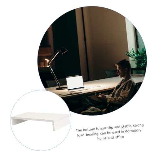 Support étagère de rangement surélevée écran bois blanc IMIKEYA - 4