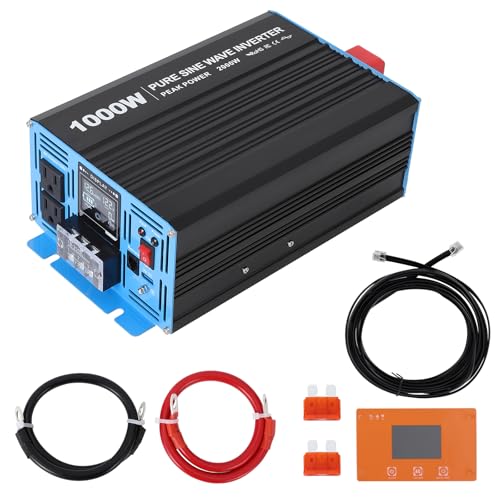 3000W Pure Sine Wave Inverter - 12v to 120v Inverter Built-in 5V/2.4A USB Port with Hardwire Remote Controller, LCD Indicator/Display, 2 AC outlets, f