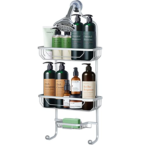 MaxDoux Duschablage zum Aufhängen mit extra breitem Platz für Duschregal-Organizer, Aluminium-Duschaufbewahrung, silberfarben, 64x27.9x11.9 cm Cover