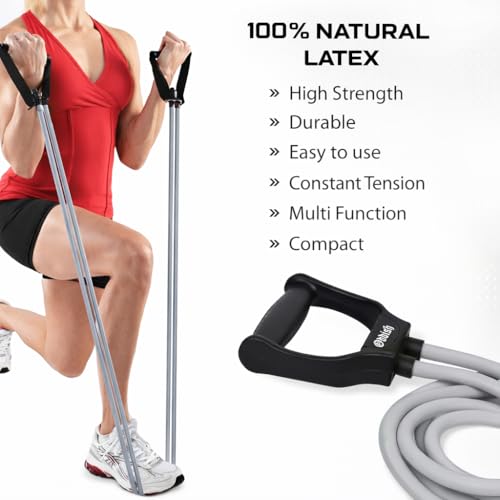Image of SUREFIT Double Spring Tummy Trimmer with Resistance Tube - Heavy Duty Full Body Workout Abdominal Exerciser-Standard Size (Maroon)