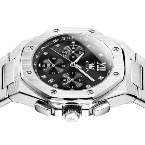 Image of OLEVS Watches for Men Luxury Fashion Large Dial Male Watches Analog Quartz Stainless Steel Waterproof Business Dress Men's Wrist Watch