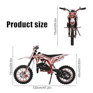 50cc Mini Dirt Bike for Kids & Adults, 2-Stroke Gas Dirt Bike with Off-Road Tires Dual Disc Brakes Shock Absorption, 40 KM/H Pocket Rocket Motor Bike, Pocket Motocross Motorcycle for Kids 4-15 Ages ﻿
