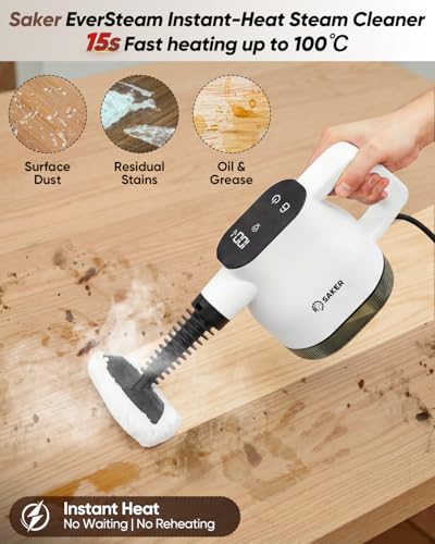 Image of Saker EverSteam Instant-Heat Steam Cleaner for Home,15s Heat-up Handheld Steam Cleaner, Lightweight Portable Continuous Refill Steamer for Deep Cleaning of Floor, Car and Kitchen