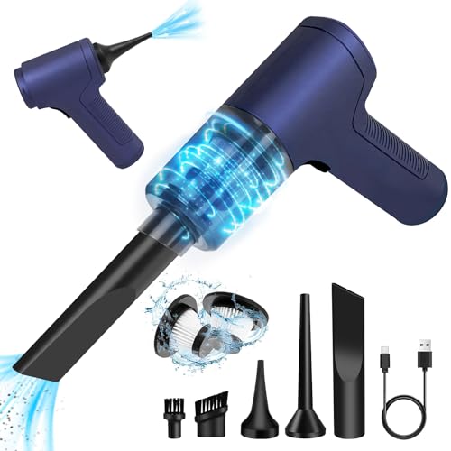 Handstaubsauger Akku, Auto Kabellos Handstaubsauger, Mini Autostaubsauger 2 in 1 Staubsauger Gebläse, 120W Aufladbar Tragbar Leicht Staubsauger für Büro Genutzt, Haus, Küche, Tierh