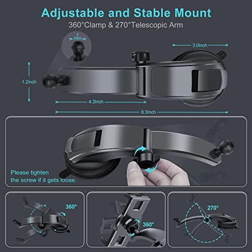 Car Dashboard Tablet Mount Holder, 360° Rotatable Suction Cup with Large Clamp Dash Phone Stand for iPad Pro 12.9/9.7/11/10.5/Air/Mini 6 5 4 3, Galaxy Tab, iPhone 17/16, 4.7"-12.9" Tab & Phone