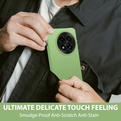 Image of LIRAMARK Liquid Silicone Soft Back Cover Case for OnePlus 13R 5G| Soft Micro-Fibre Lining Inside | Camera Protection Bump (Green)