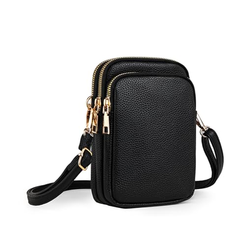 Cell Phone Purse Small Crossbody Bag for Women Men Leather Mini Shoulder Bag Wallet with Card Holder Slot Pouch Neck Strap for All Smartphones iPhone 16 Pro Max 15 Plus 14 13 12 11 X up to 7.5