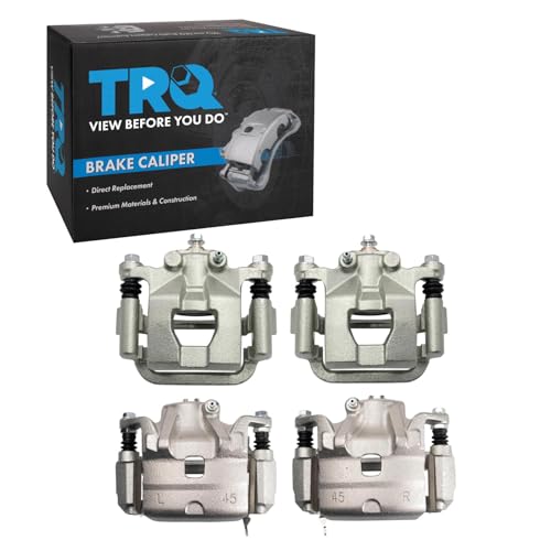 Image of TRQ Front and Rear Brake Caliper Set Zinc Coated Brackets Compatible with 2010-2012 Nissan Altima