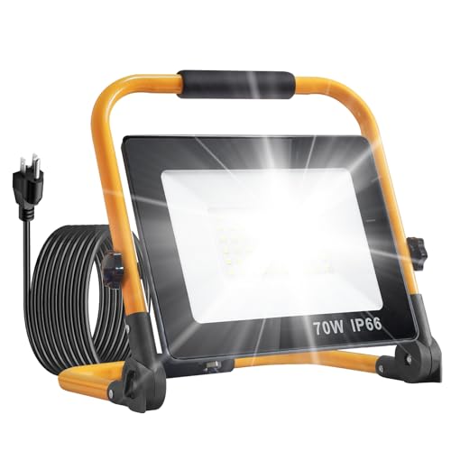 14000Lumens LED Work Lights with Stand, 2 Adjustable Work Lamp Head with Individual Switch, IP66 Waterproof Tripod Work Light for Outdoor Indoor Job Site Workshop Garage Construction Site