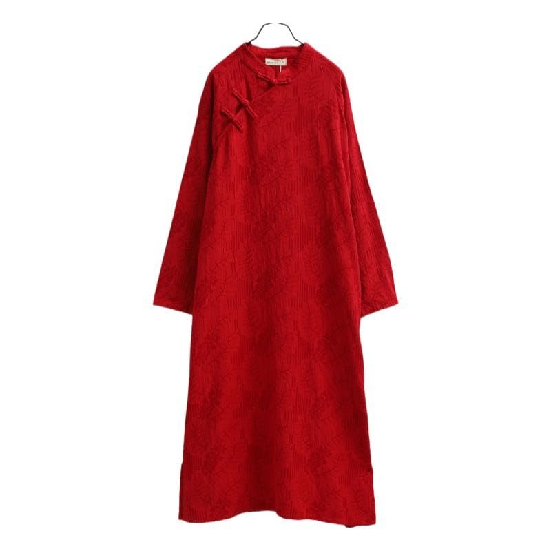 Image of LUZU JUNU Spring Women Dresses Chinese Dress Traditional Collar Vintage Cotton Linen Robe Cheongsam Dresses