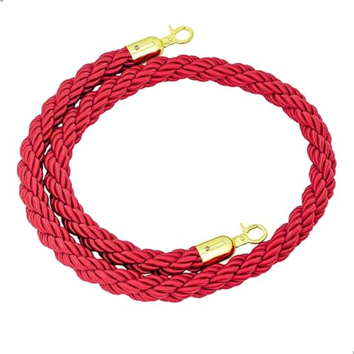 CAIFEXUE Crowd Control Stanchion Rope 1/1.5/2/2.5/3.0M,Queue Barrier Ropes with Hooks, Twisted Hemp Rope Barrier for Queue Divider, Queue Line Barrier, Rope Safety Barrier/Red/3.0M
