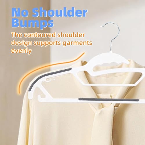 Image of 12 Pack Plastic Clothes Hangers, Non-Slip Slim Hangers with 360 Rotating Hook, Heavy Duty Space Saving Hangers for Shirts, Pants & Coats(White)