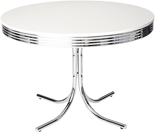 Coaster Retro Round Dining Table White And Chrome #TOP1