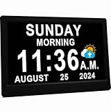11.5 Inch Extra Large Digital Clock with 19 Alarms, Loud Talking Time, 20 Custom Reminders, Auto DST, 10-Level Auto Dimmer, Day Date Calendar Clock for Seniors Dementia Alzheimers', with Remote