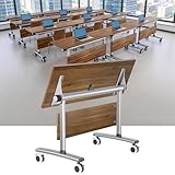 Toutrop Folding Conference Room Table, Large Mobile Conference Tables with Wheels, Flip Top Training Table, Modern Rectangle Seminar Tables for Office, Classroom,1pcs,47in