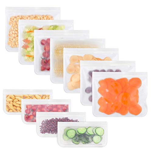 Gaoyong Gefrierbeutel,Silikon Beutel Wiederverwendbar,Wiederverwendbare Gefrierbeutel,Silikon Zip Beutel(11PCS,Pinsel einschließen)