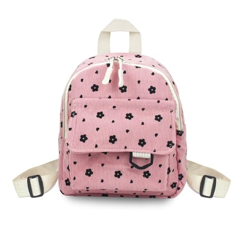 WisePoint Mochila pequena de veludo cotelê com alça ajustável para mulheres e meninas e viagens, rosa, P